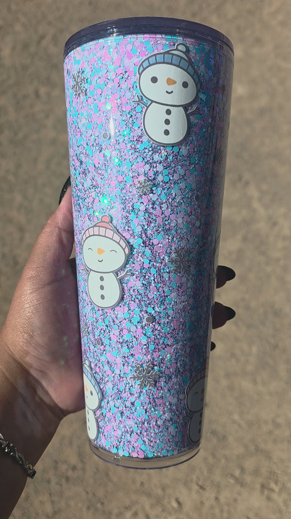 Pink and Blue Snowmen (24oz)